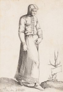Costume Plate: Woman with Hooded Garment