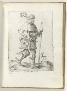 German Courier with Horn and Walking Stick by Enea Vico