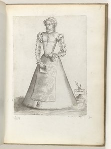 Galla Woman (title on object: Galla mul(ier)) A Married Woman from France, Dressed in the Fashion of ca. 1550 (series title: Diversarum gentium nostrae aetatis habitus) by Enea Vico