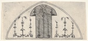 Lancet-Shaped Panel of Grotesque Decoration by Enea Vico
