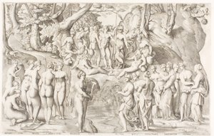 The Dispute between the Muses and the Daughters of Pierios on Parnassus by Enea Vico