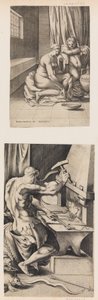 Venus at her Toilette, and Vulcan Working at His Forge by Enea Vico