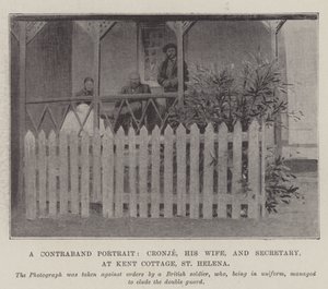 A Contraband Portrait, Cronje, His Wife, and Secretary, at Kent Cottage, St Helena by English Photographer