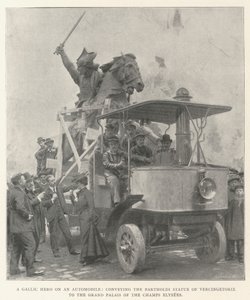 A Gallic Hero on an Automobile, Conveying the Bartholdi Statue of Vercingetorix to the Grand Palais of the Champs Elysees by English Photographer