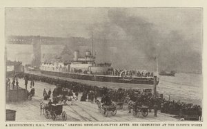 A Reminiscence, HMS Victoria leaving Newcastle-on-Tyne after her Completion at the Elswick Works by English Photographer