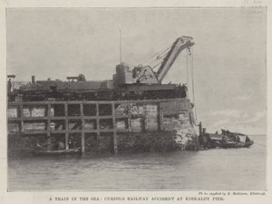 A Train in the Sea, Curious Railway Accident at Kirkaldy Pier by English Photographer