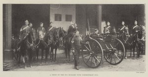 A Troop of the 10th Hussars with Nordenfeldt Gun by English Photographer