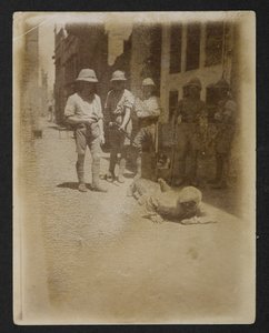 A prisoner under armed guard at Ram Bagh garden, from Views of Amritsar, including the aftermath of the riots by English Photographer