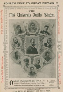 Advert for an appearance of The Fisk University Jubilee Singers by English Photographer