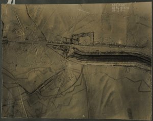 Aerial photograph with WWI trenches, 1917