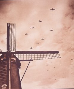 Allied aircraft tow gliders carrying airborne troops over the Netherlands, Battle of Arnhem by English Photographer
