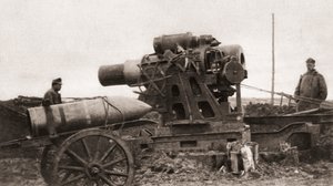 An Austrian Giant Siege-Howitzer and Its Shell, Used During World War One, from The Illustrated War News, 1915