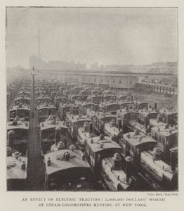 An Effect of Electric Traction, 2,000,000 Dollars Worth of Steam-Locomotives Rusting at New York by English Photographer
