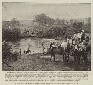 An Incident in a South African Campaign, swimming Horses across a River by English Photographer