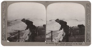An exciting chase. British destroyers on the track of a German submarine by English Photographer