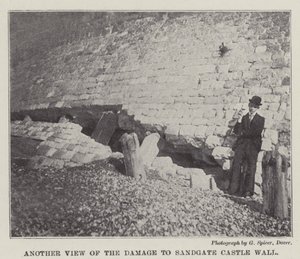 Another View of the Damage to Sandgate Castle Wall by English Photographer