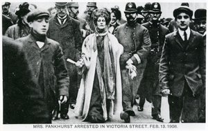 Arrest of Mrs Emmeline Pankhurst in Victoria Street, 13th February 1908 by English Photographer