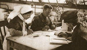 Australians and Conscription: How the Australian vote is taken in a London hospital by English Photographer