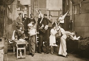 Behind the Scenes: Preparing for Amateur Theatricals, Handforth, illustration from German Prisoners in Great Britain