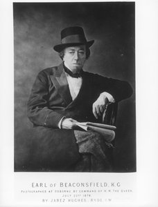 Benjamin Disraeli, 1st Earl of Beaconsfield, photographed by Jabez Hughes at Osborne House, Isle of Wight