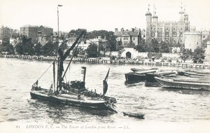 Boats on the River Thames with the Tower of London in the background by English Photographer