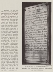 Brass Tablet in Westminster Palace marking the Position of the Door leading to the Star Chamber by English Photographer