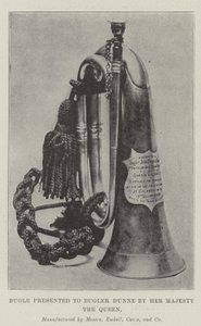 Bugle presented to Bugler Dunne by Her Majesty the Queen by English Photographer