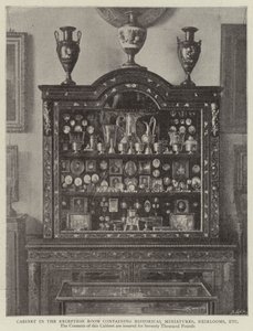 Cabinet in the Reception Room containing Historical Miniatures, Heirlooms, etc by English Photographer