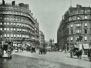 Charing Cross, Westminster: Northumberland Avenue from Trafalgar Square and Charing Cross, 1890