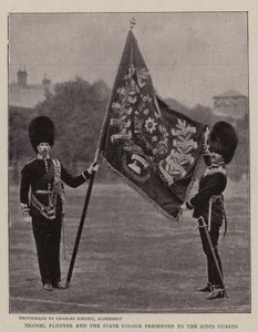 Colonel Fludyer and the State Colour presented to the Scots Guards by English Photographer