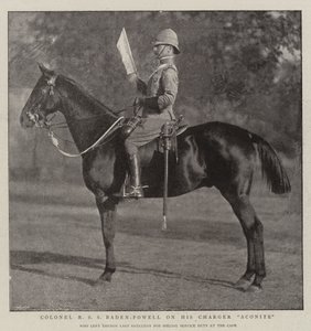 Colonel R S S Baden-Powell on his Charger Aconite by English Photographer