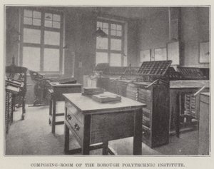Composing-Room of the Borough Polytechnic Institute by English Photographer