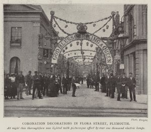 Coronation Decorations in Flora Street, Plymouth by English Photographer