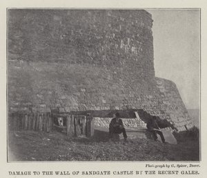 Damage to the Wall of Sandgate Castle by the recent Gales by English Photographer