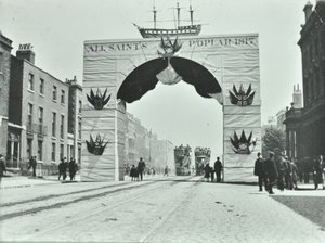 East India Dock Road: temporary archway, Victoria Diamond Jubilee, 1897 by English Photographer