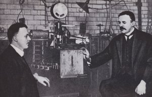 Ernest Rutherford and Hans Geiger in the Physics Laboratory of Manchester University by English Photographer