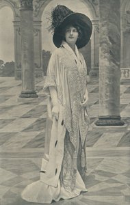Evening Cloak of Rich Shot Satin, Trimmed Ermine and Handsomely Embroidered by English Photographer