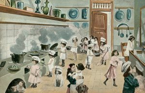 Girls Cooking in the Kitchen by English Photographer