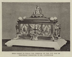 Gold Casket in which the Freedom of the City was presented to Mr Lidderdale by English Photographer