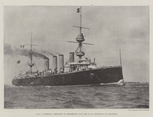 HMS Powerful returned to Portsmouth with the Naval Defenders of Ladysmith by English Photographer
