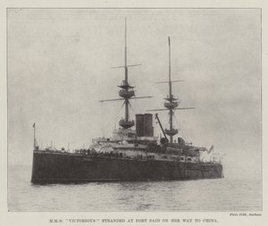 HMS Victorious stranded at Port Said on her Way to China by English Photographer