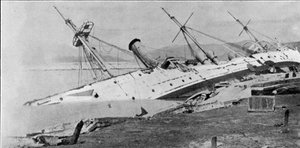 H.M Sloop Phoenix Driven Ashore by the Hong Kong Typhoon, illustration from The Graphic, October 27th 1906 by English Photographer