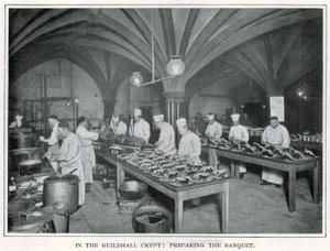 In the Guildhall Crypt: Preparing the Banquet by English Photographer