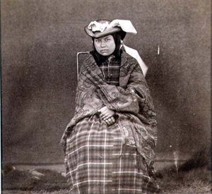 Indian Woman in Western Clothes, photographed by the Royal Engineers on the Forty-Ninth Parallel by English Photographer