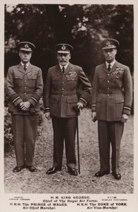 King George V, the Prince of Wales and the Duke of York in Air Force Uniform by English Photographer