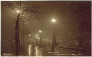 London, the Embankment on a wet night by English Photographer