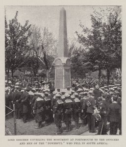 Lord Goschen unveiling the Monument at Portsmouth to the Officers and Men of the Powerful who fell in South Africa by English Photographer