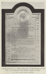Memorial at Broad Hembury to Reverend A M Toplady, author of Rock of Ages by English Photographer