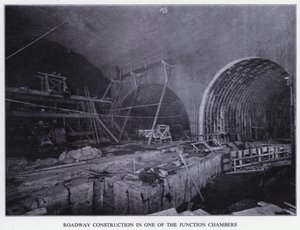 Mersey Tunnel: Roadway Construction in One of the Junction Chambers by English Photographer