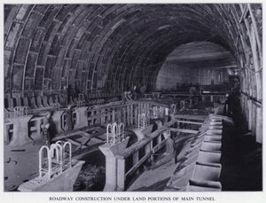 Mersey Tunnel: Roadway Construction under Land Portions of Main Tunnel by English Photographer